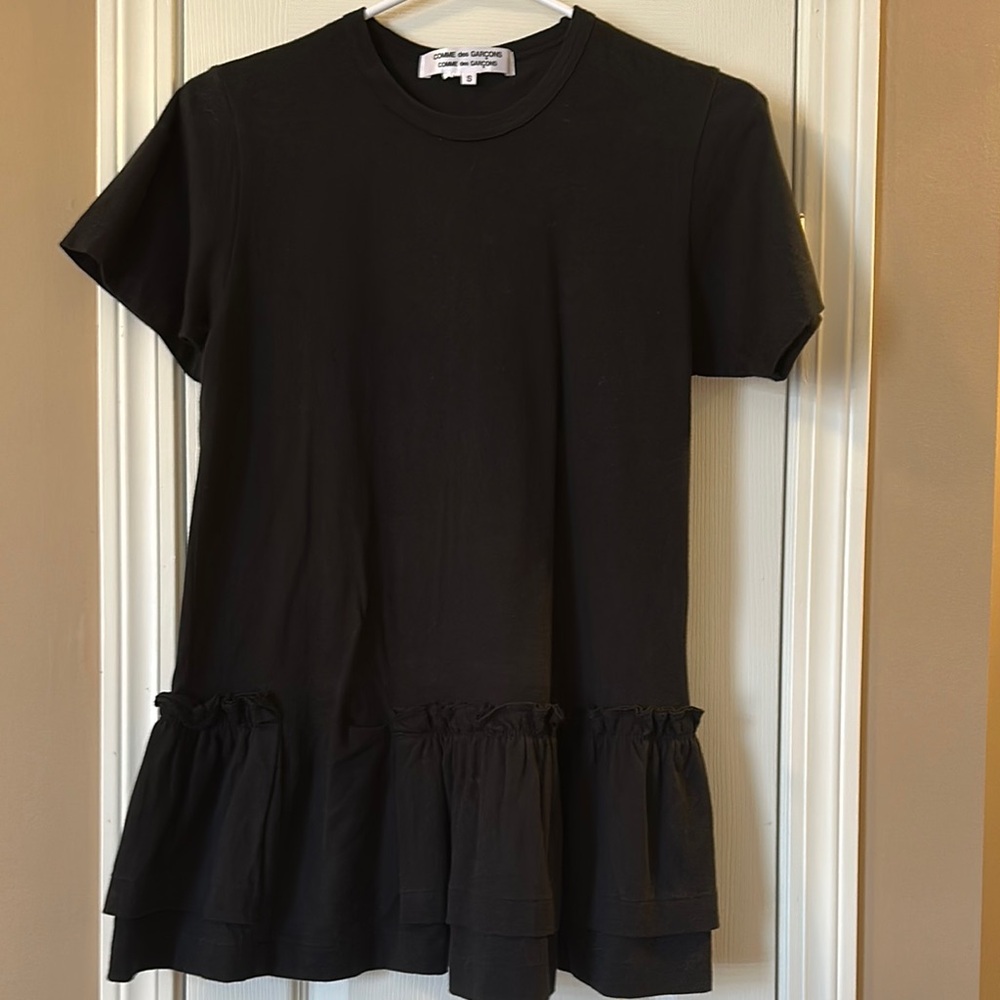 Black Ruffle Hem T-Shirt Dress